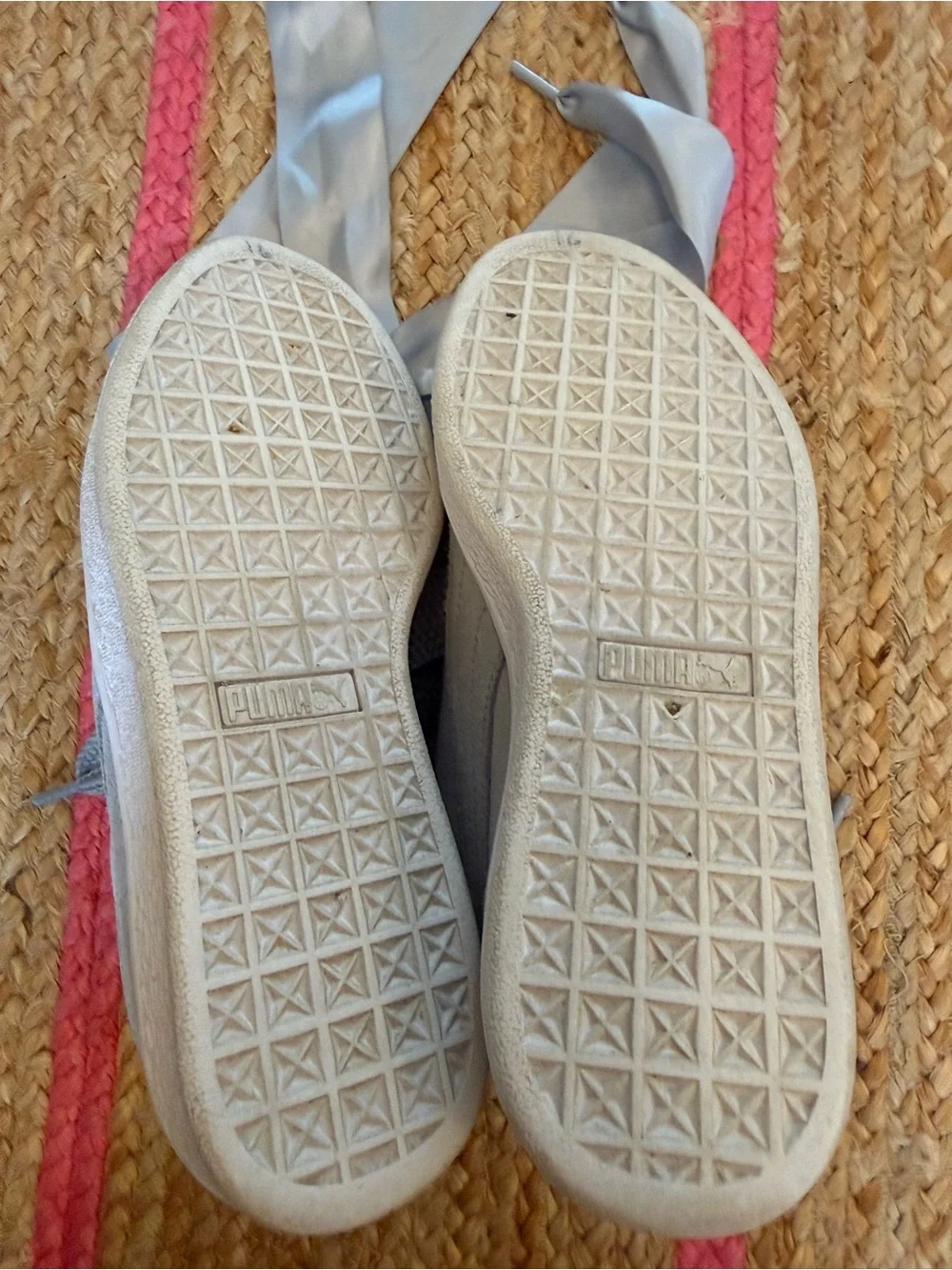 Puma Gray Suede Basket Heart Sneakers